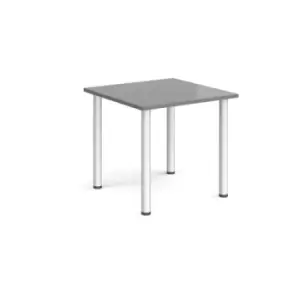 Rectangular silver radial leg meeting table 800mm x 800mm - onyx grey