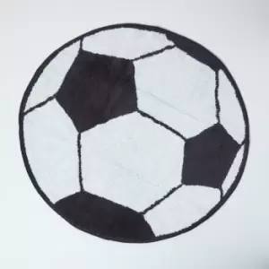 Cotton Tufted Washable Football Children Rug, 80cm - Black & white - Homescapes