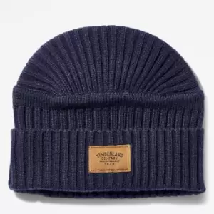 Timberland Gulf Beach Ribbed Beanie For Men In Navy, Size ONE