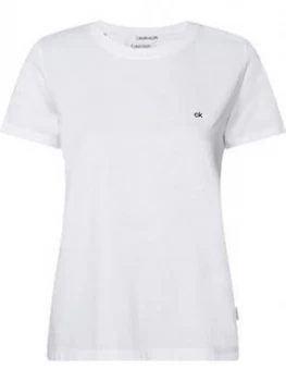 Calvin Klein Small Logo Crew Neck Top - White