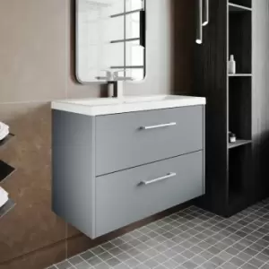 Juno Wall Hung 2-Drawer Vanity Unit with Basin 2 800mm Wide - Coastal Grey - Hudson Reed