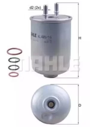 Fuel Filter KL485/16D 78486094 by MAHLE Original