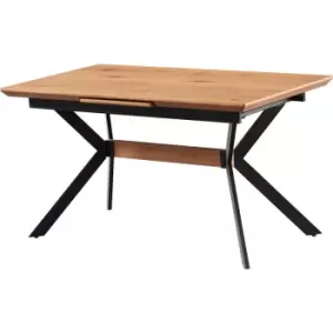 Blaze Lux Extendable Single Dining Table, Solid Metal Legs and Wood Top, Oak - Oak