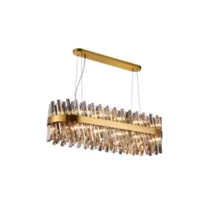 Lysander 24 Light G9, Ceiling Pendant Oblong, Brass, Smoke Item Weight: 22.65kg