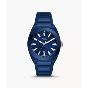 Fossil Mens Everett Three-Hand Date Navy Ceramic Watch - Blue