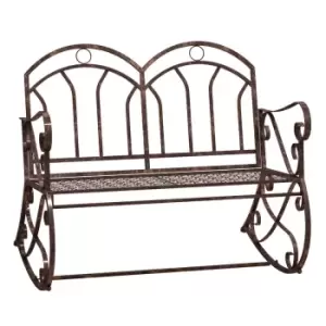 Outsunny Rocking Chair Swing Bench Loveseat Metal Bronze Garden Outdoor