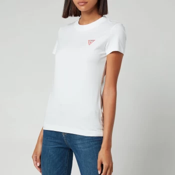 Guess Womens Short Sleeve Crewneck Mini Triangle T-Shirt - Pure White - XS