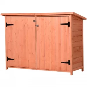 Outsunny Fir Wood Garden Storage Shed Double Door 128x50x90cm