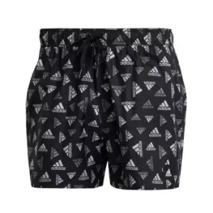 adidas Logo Print CLX Swim Shorts Very Short Length Mens - Black