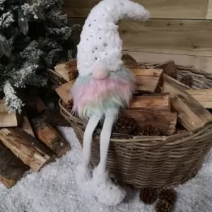 70cm Festive Christmas Rainbow Haired Plush Gonk Dangly Legs & Starry Hat