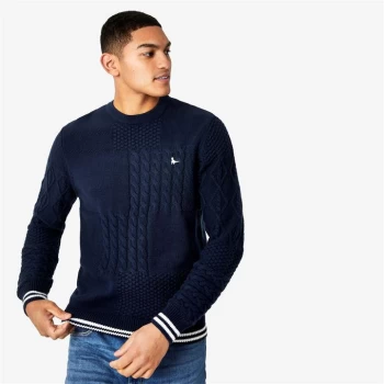 Jack Wills Haulte Cable Crew Neck Knitted Jumper - Navy