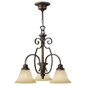 Multi Arm Chandelier 3 Light Antique Bronze Finish, E27