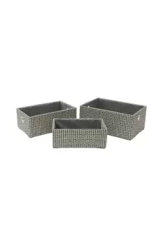 Silva Rectangular Fabric Storage Baskets Set of 3 Grey