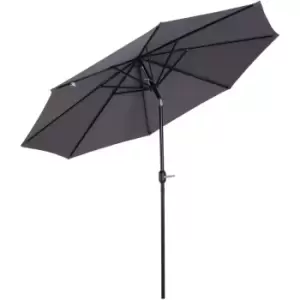 Outsunny 3(m) Patio Umbrella Outdoor Sunshade Canopy w/ Tilt & Crank Dark Grey