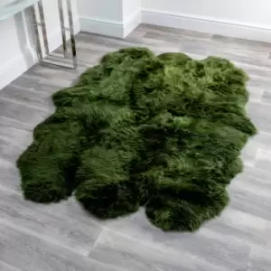 Native Natural Sextuple Olive Green Sheepskin Rug