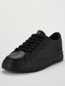 Kickers Tovni Leather Lace Plimsoll - Black, Size 13 Younger