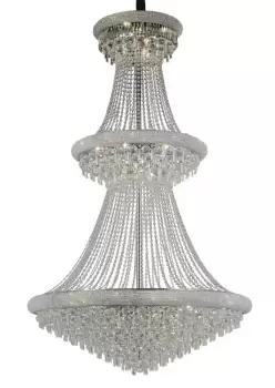 Alexandra Ceiling Pendant Chandelier 3 Tier 37 Light Polished Chrome, Crystal