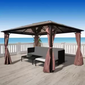 Vidaxl - Gazebo with Curtain Brown Aluminium 400 x 300cm - Brown