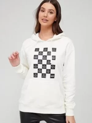 Vans WM CHECKERBOARD 21 HOODIE, White/Black Size XS Women