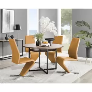 Furniturebox Adley Brown Wood 120cm Storage Dining Table & 4 Mustard Willow Silver Feet Faux Leather Chairs