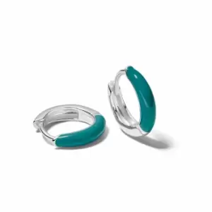 Daisy London 925 Sterling Silver Teal Huggie Hoop Earrings Sterling Silver