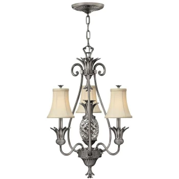 Plantation - Multi Arm Chandelier 3 Light Polished Antique Nickel Finish, E14 - Elstead