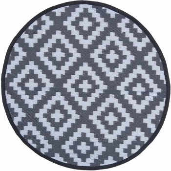 Diamond Pattern Lightweight Waterproof Indoor/Patio Small Rug - Grey, White - Charles Bentley