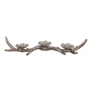 3 Piece Silver Metal Antler Candle Holder