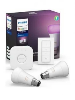 Philips Hue Bt - White And Colour Ambiance B22 2 Set Bridge + Dimmer Kit