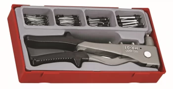 Teng Tools TTHR81 4 Nozzle Rivet Gun + 80 Assorted Rivets Set