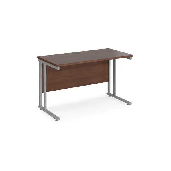 Maestro 25 Straight Desk Silver Frame and Walnut Table Top - 1200mm