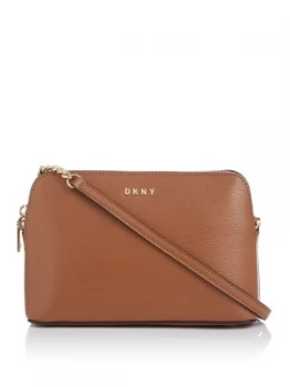 DKNY Sutton top zip cross body bag with chain Brown