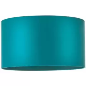 380mm Teal Satin Fabric Cylinder Lamp Shade - Rolled Edge - 10W E27 led