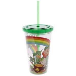 Funky Leprechaun Double Walled Cup with Lid and Straw