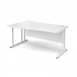 Maestro 25 WL Left Hand Wave Desk 1600mm - White Cantilever Frame whi