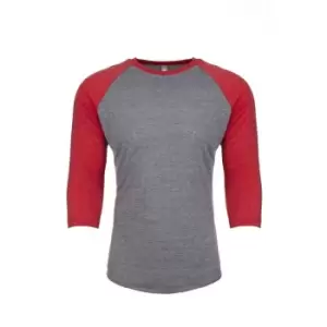 Next Level Adults Unisex Tri-Blend 3/4 Sleeve Raglan T-Shirt (M) (Vintage Red/Premium Heather)