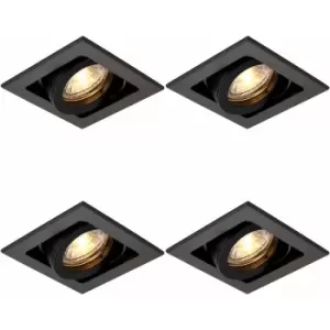 Loops - 4 pack Single Recessed Boxed Downlight - 50W GU10 Reflector - Matt Black