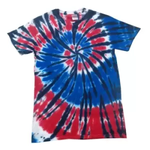 Colortone Womens/Ladies Rainbow Tie-Dye Short Sleeve Heavyweight T-Shirt (S) (Independence)