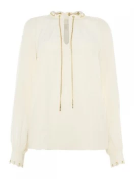 Michael Kors Scallop grommet chain top White