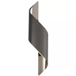 Luminosa Wall Lamp Large, 1 x 8W LED, 3000K, 640lm, Anthracite, Polished Chrome, 3yrs Warranty