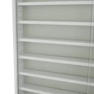 Techstyle Reveal 6 Shelf Glass Wall Collectors Display Cabinet White