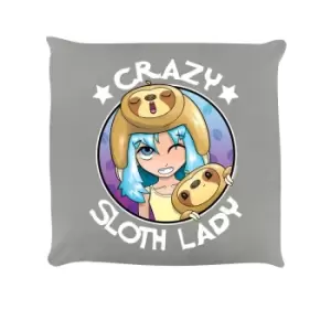 Grindstore Crazy Sloth Lady Cushion (One Size) (Grey)