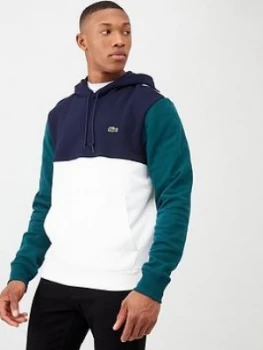 Lacoste Sportswear Colour Block Overhead Hoodie - Navy, Size 3, Men