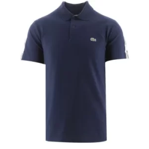 Lacoste Navy Branded Bands Stretch Cotton Polo Shirt