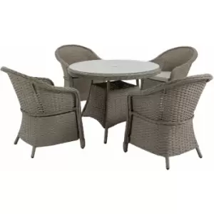 Outsunny - 5 pcs Patio pe Rattan Dining Set Garden Furniture Set w/ Umbrella Hole - Mixed-grey