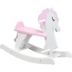 Homcom - Kids Ride-On Toy Rocking Horse w/ Handlebar, Foot Pedal - Pink - Pink