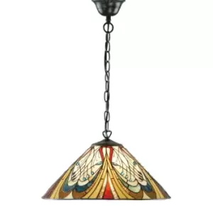 Hector 1 Light Medium Ceiling Pendant Dark Bronze, Tiffany glass, E27