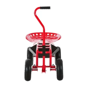 Outsunny Gardening Planting Rolling Cart W/Tool Tray-Red