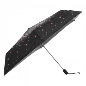 Fulton Slim Pansy Print Umbrella - BLK PnkFlor