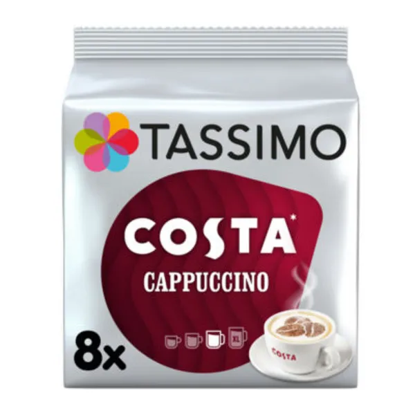 Tassimo Costa Cappuccino T Discs Coffee Pack of 8 Pods